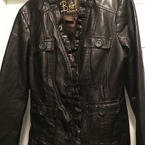 Cute Ruffle Light Spring Leather Jacket